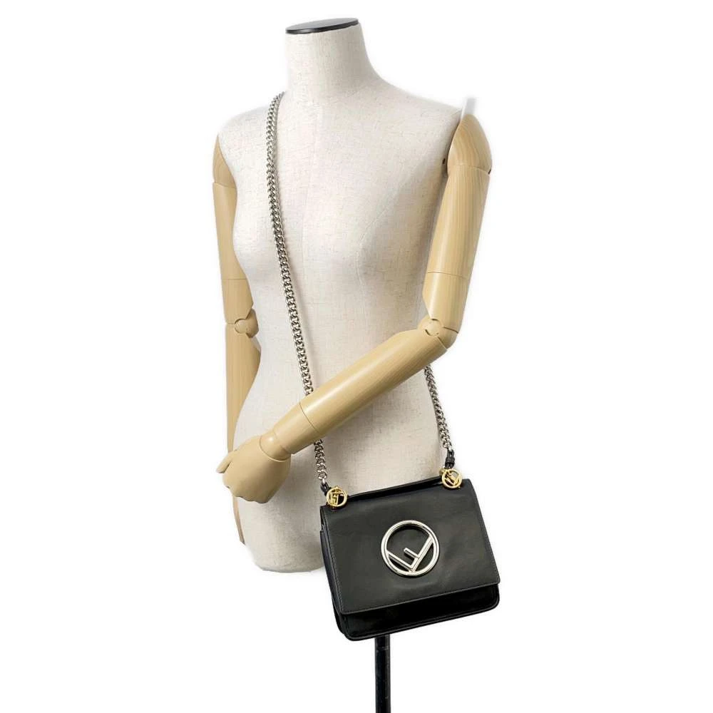 Fendi Black Leather Kan I F Shoulder Bag