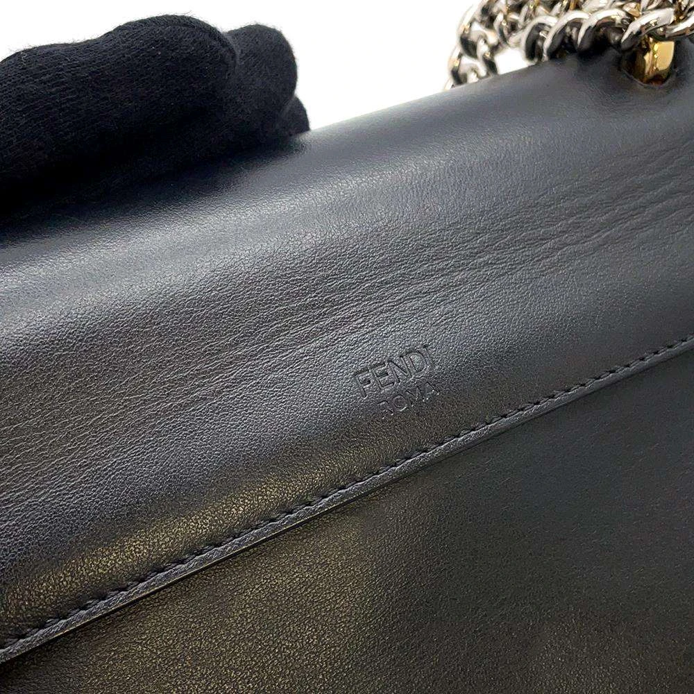 Fendi Black Leather Kan I F Shoulder Bag