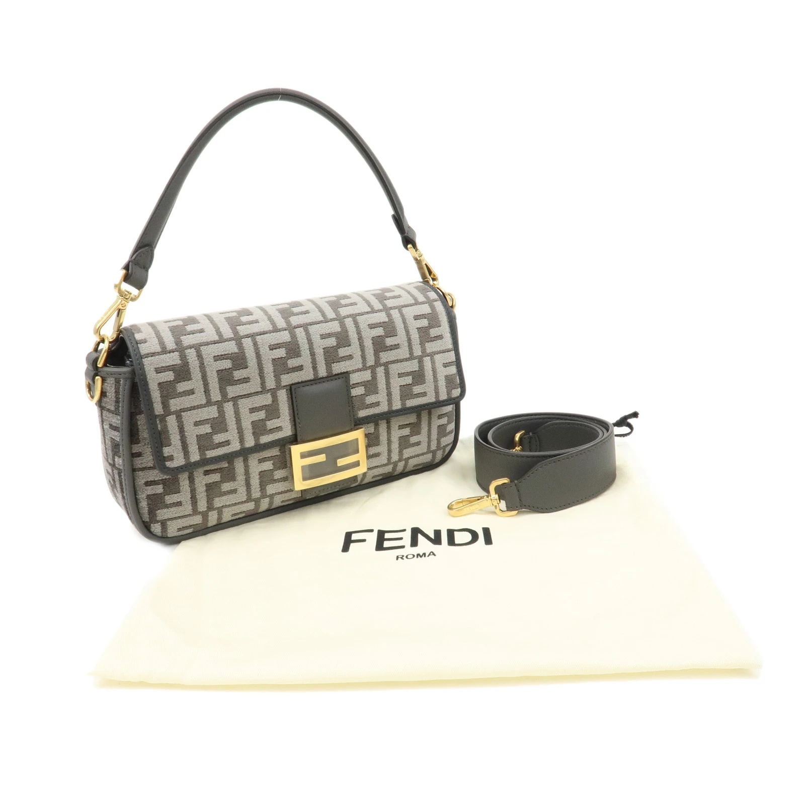 Fendi Grey Zucca Chenille Mamma Shoulder Bag