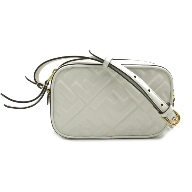 Fendi White Leather Mini Camera Shoulder Bag