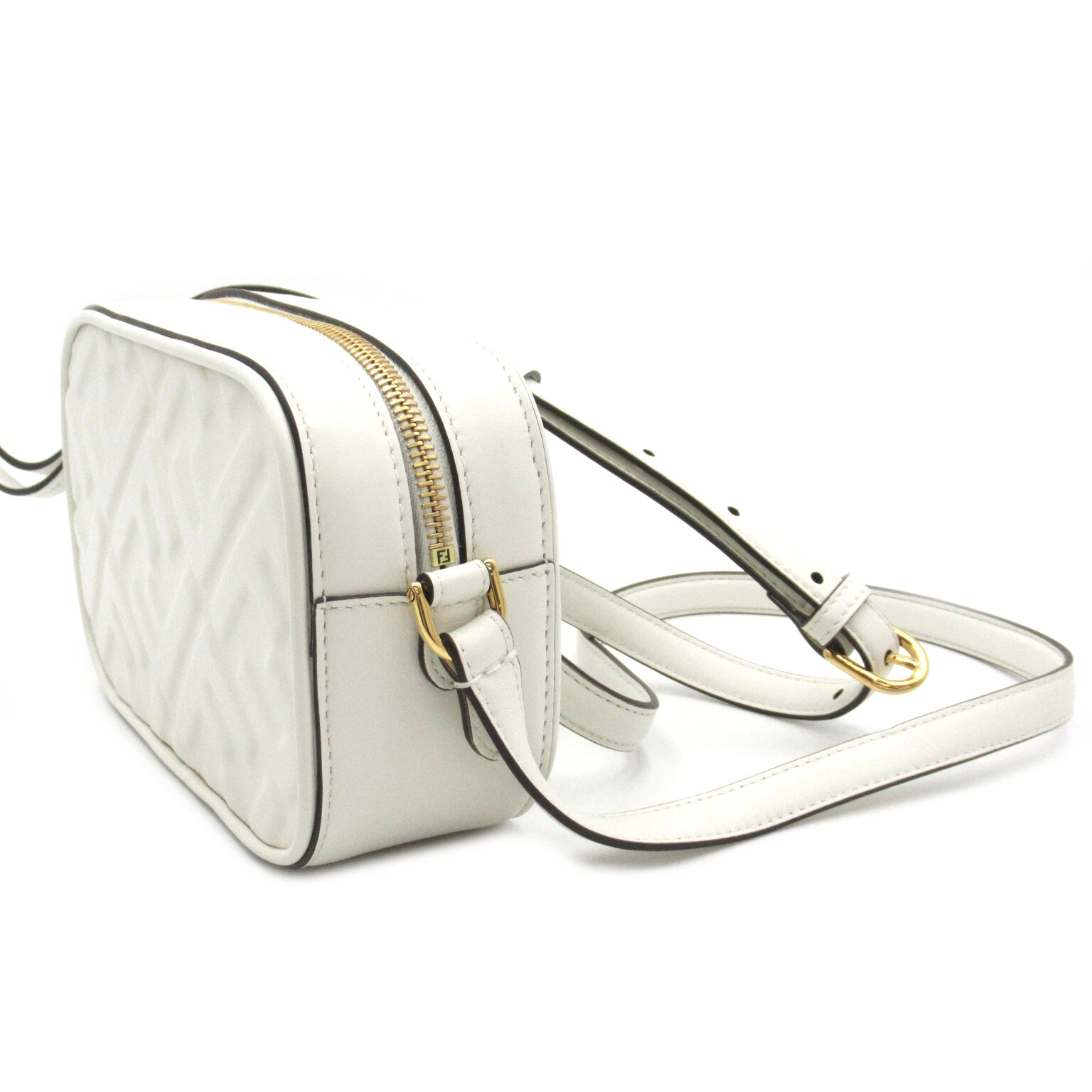 Fendi White Leather Mini Camera Shoulder Bag