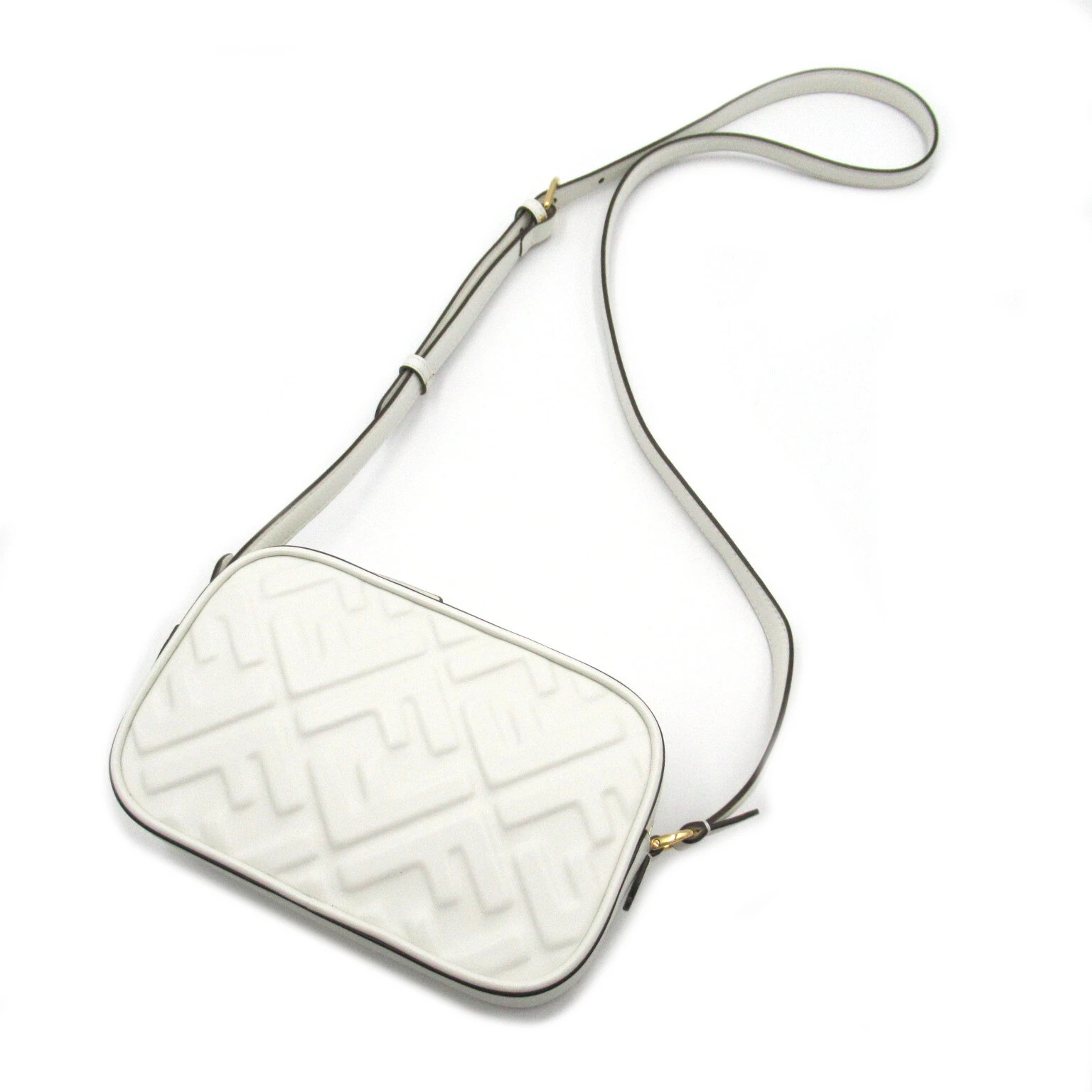 Fendi White Leather Mini Camera Shoulder Bag