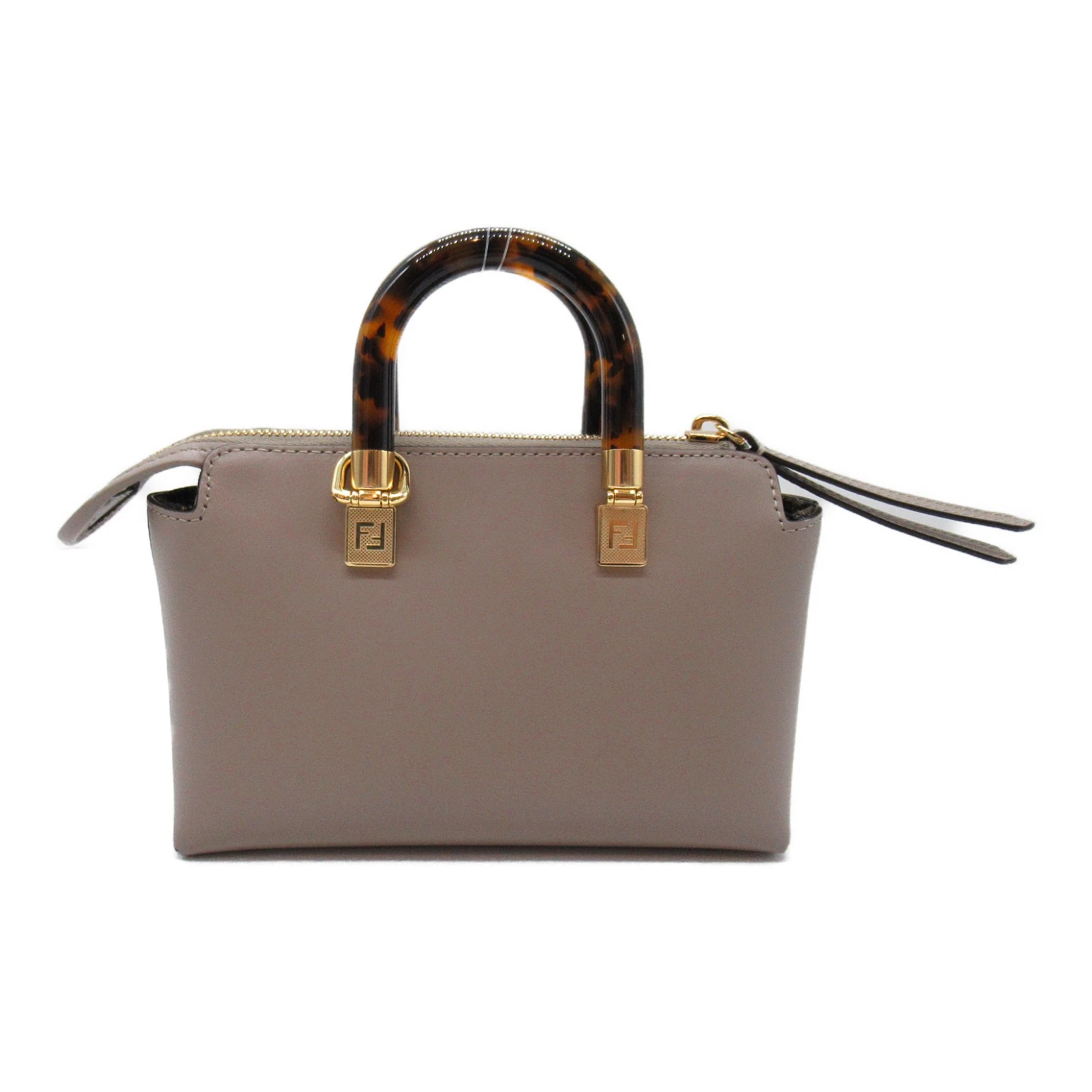 Fendi Gray Greige Leather Mini By The Way Shoulder Bag