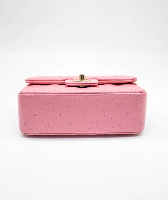 Chanel Coco Handle Matelasse Pink Lambskin Leather Bag with Gold Hardware