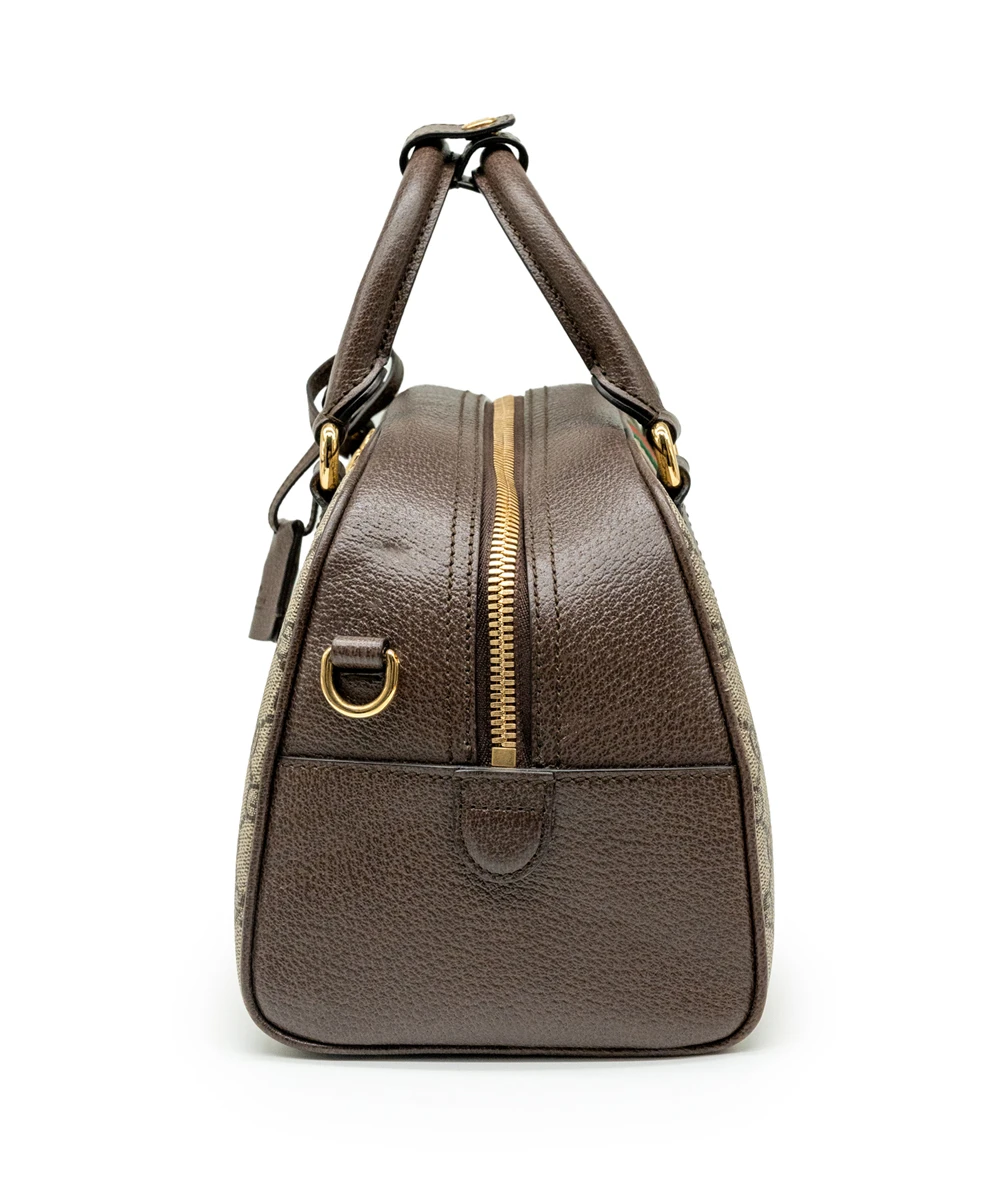 Gucci Brown/Beige GG Canvas and Leather Medium Ophidia Satchel