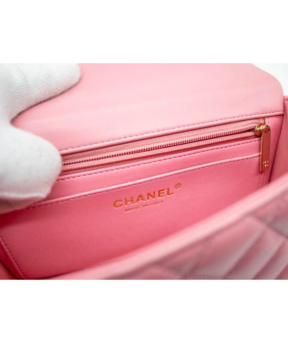 Chanel Coco Handle Matelasse Pink Lambskin Leather Bag with Gold Hardware