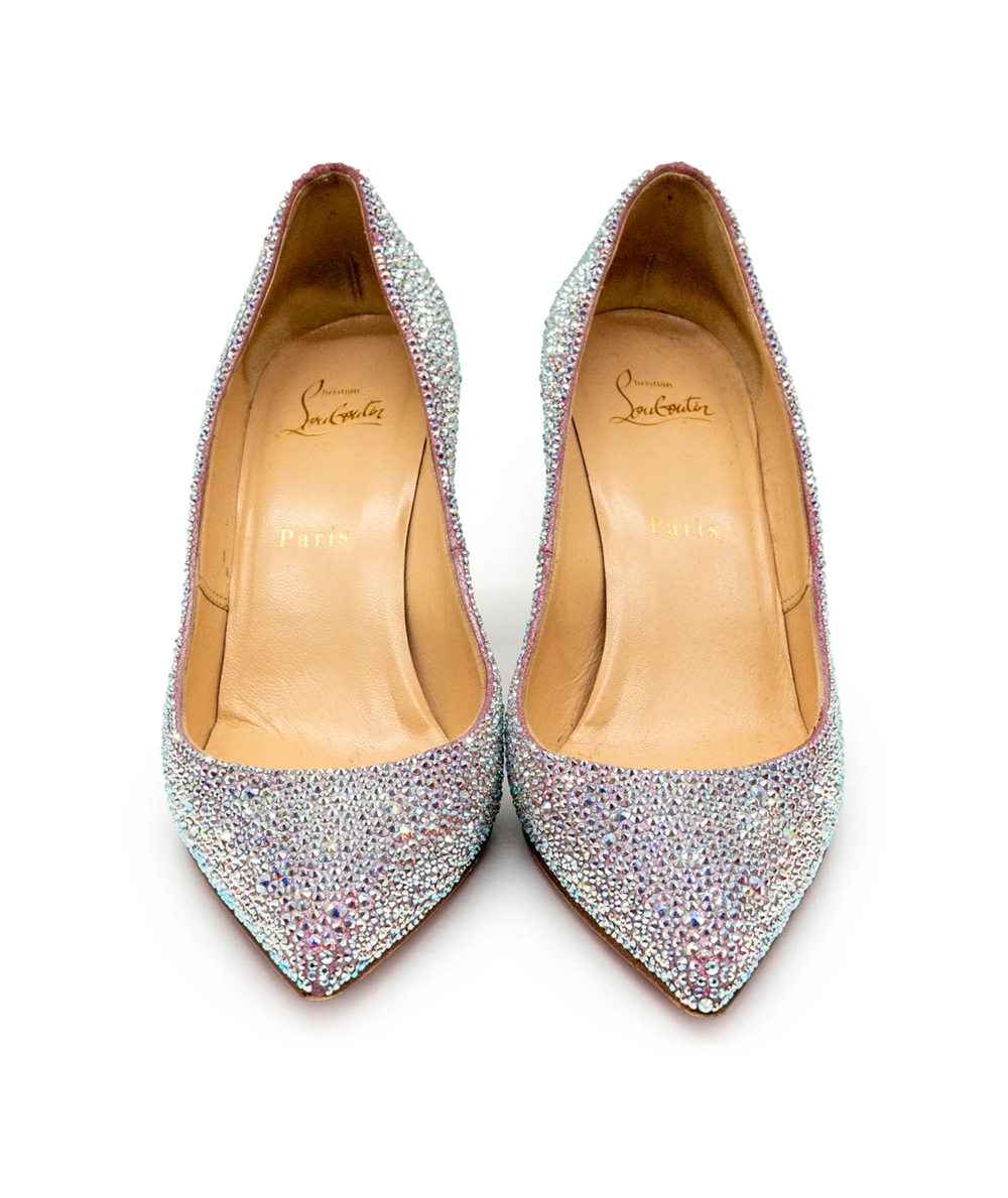 Christian Louboutin Size 39 Silver Crystal Embellished Pigalle Follies Pumps