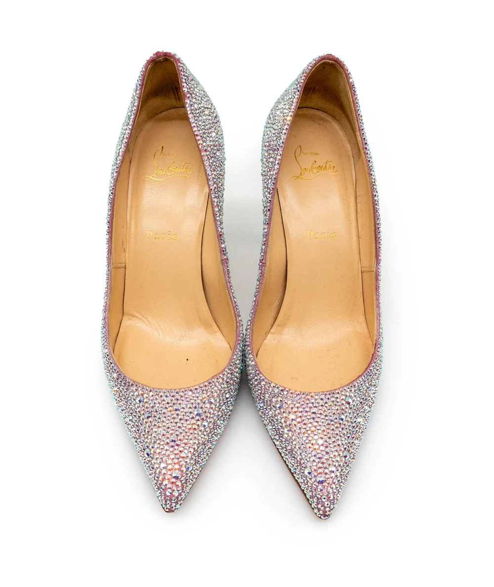 Christian Louboutin Size 39 Silver Crystal Embellished Pigalle Follies Pumps