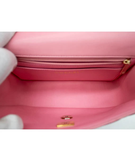 Chanel Coco Handle Matelasse Pink Lambskin Leather Bag with Gold Hardware