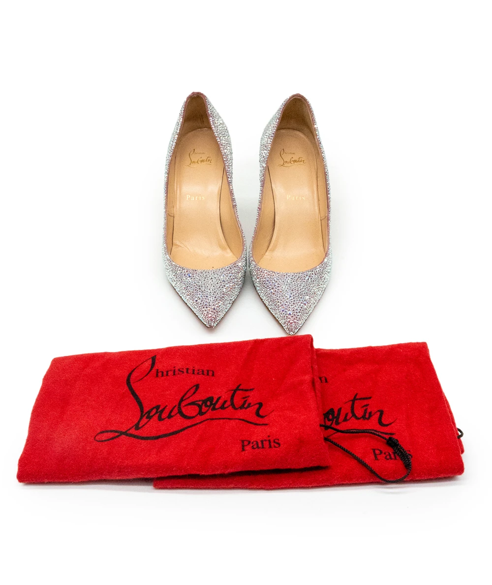 Christian Louboutin Size 39 Silver Crystal Embellished Pigalle Follies Pumps