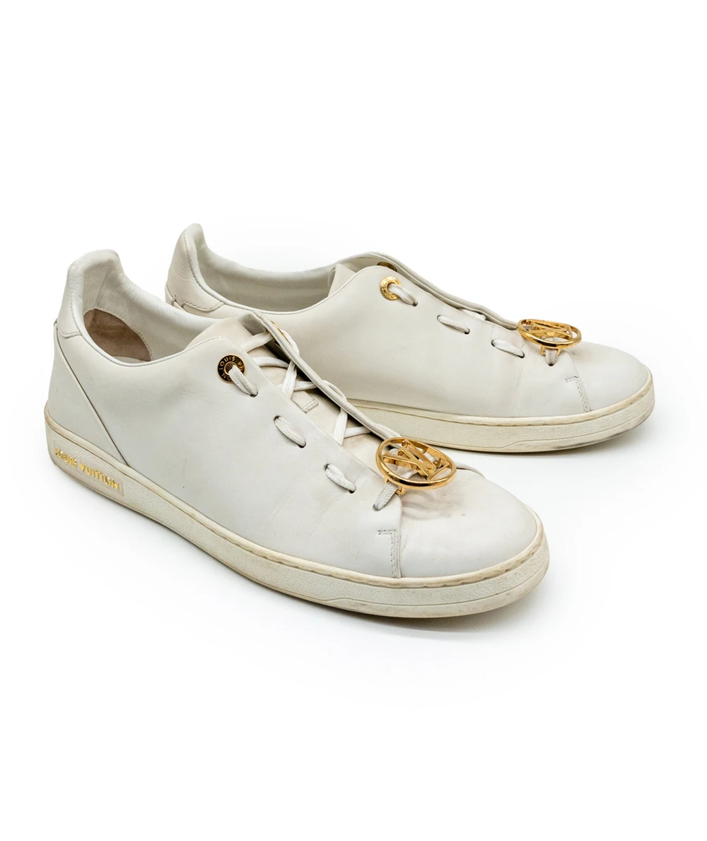 Louis Vuitton Size 39 White Leather Frontrow Metal Logo Lace Up Sneakers