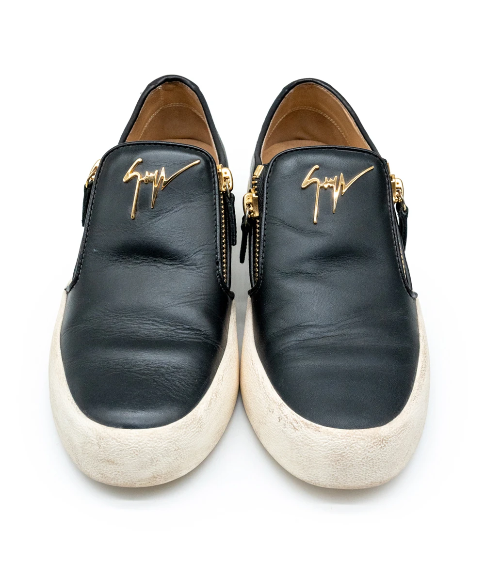 Giuseppe Zanotti Size 40 Black Leather Eve Slip On Sneakers