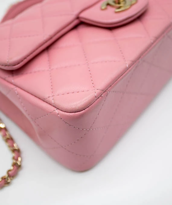 Chanel Coco Handle Matelasse Pink Lambskin Leather Bag with Gold Hardware