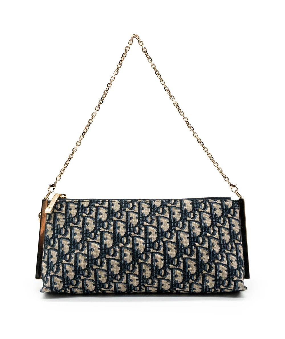 Christian Dior Blue Oblique Montaigne bag with Chain Shoulder Strap