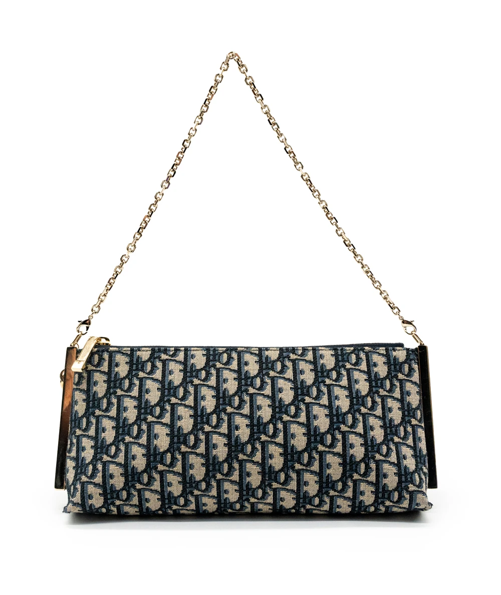 Christian Dior Blue Oblique Montaigne bag with Chain Shoulder Strap