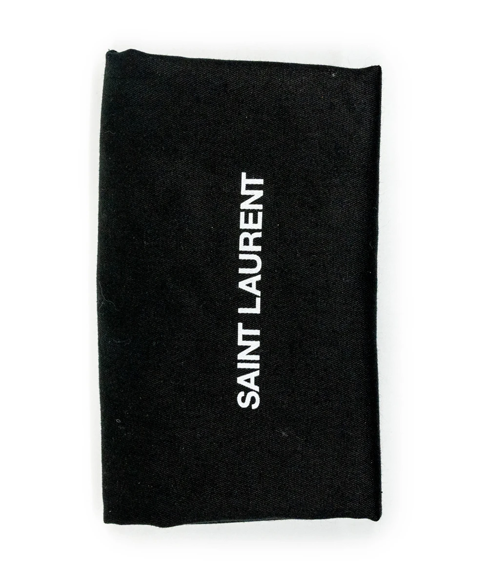 Saint Laurent Cassandre Phone Holder in Shiny Crocodile Embossed Leather