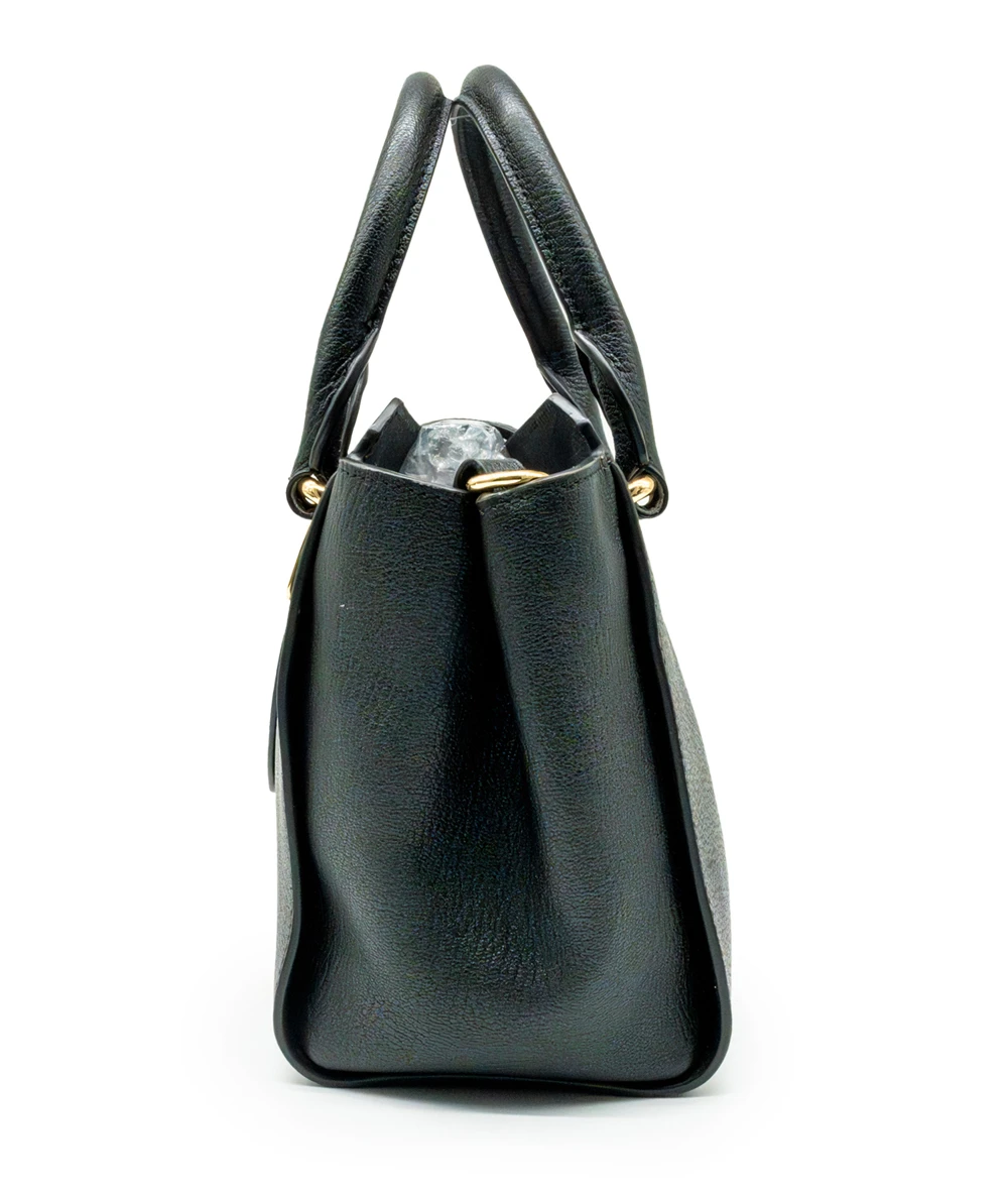 Burberry Black Grained Leather Small Buckle Tote Bag