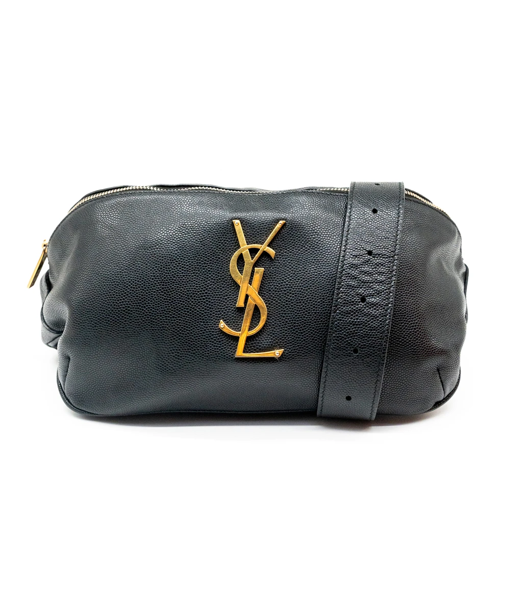 Saint Laurent Cassandre Classic Belt Bag in Grain De Poudre Embossed Leather