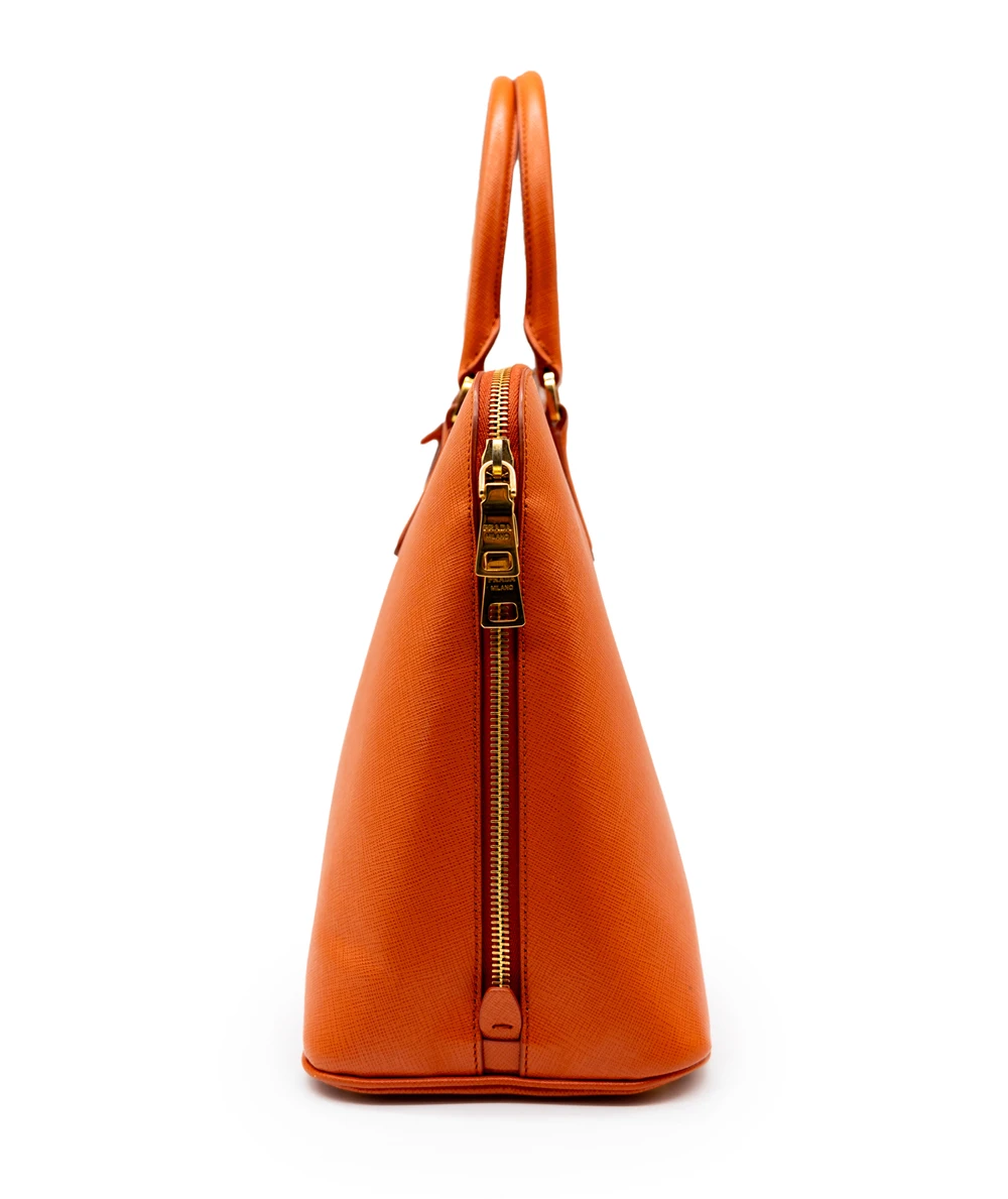 Prada Papaya Saffiano Leather Medium Promenade Tote Bag