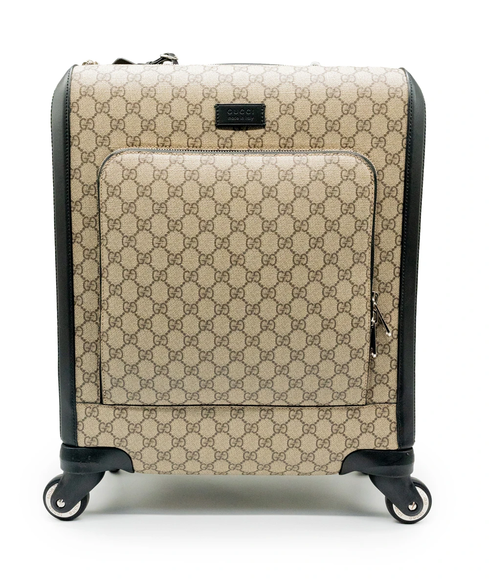 Gucci Beige/Black GG Supreme Canvas Small Check In Trolley Luggage Bag