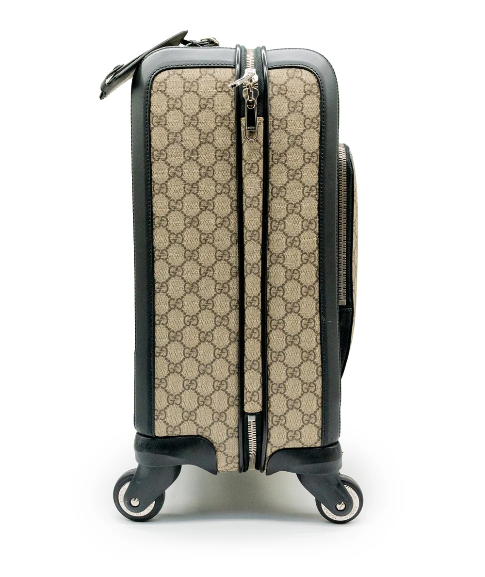 Gucci Beige/Black GG Supreme Canvas Small Check In Trolley Luggage Bag