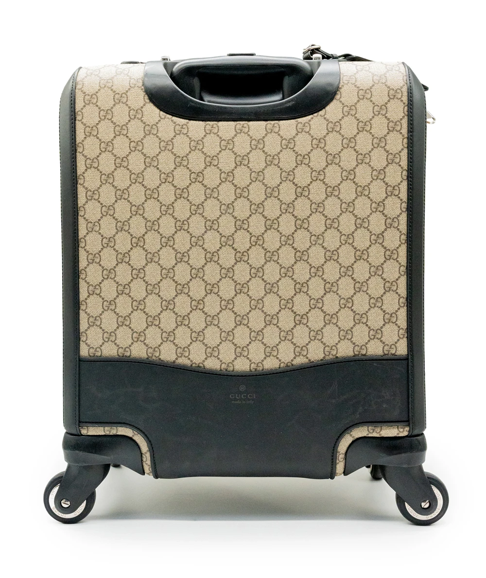 Gucci Beige/Black GG Supreme Canvas Small Check In Trolley Luggage Bag