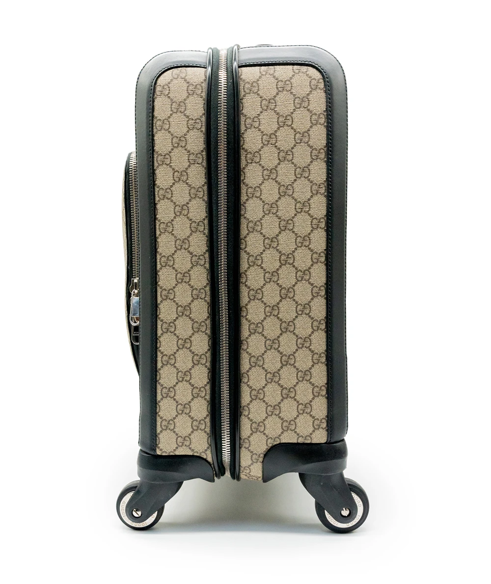 Gucci Beige/Black GG Supreme Canvas Small Check In Trolley Luggage Bag