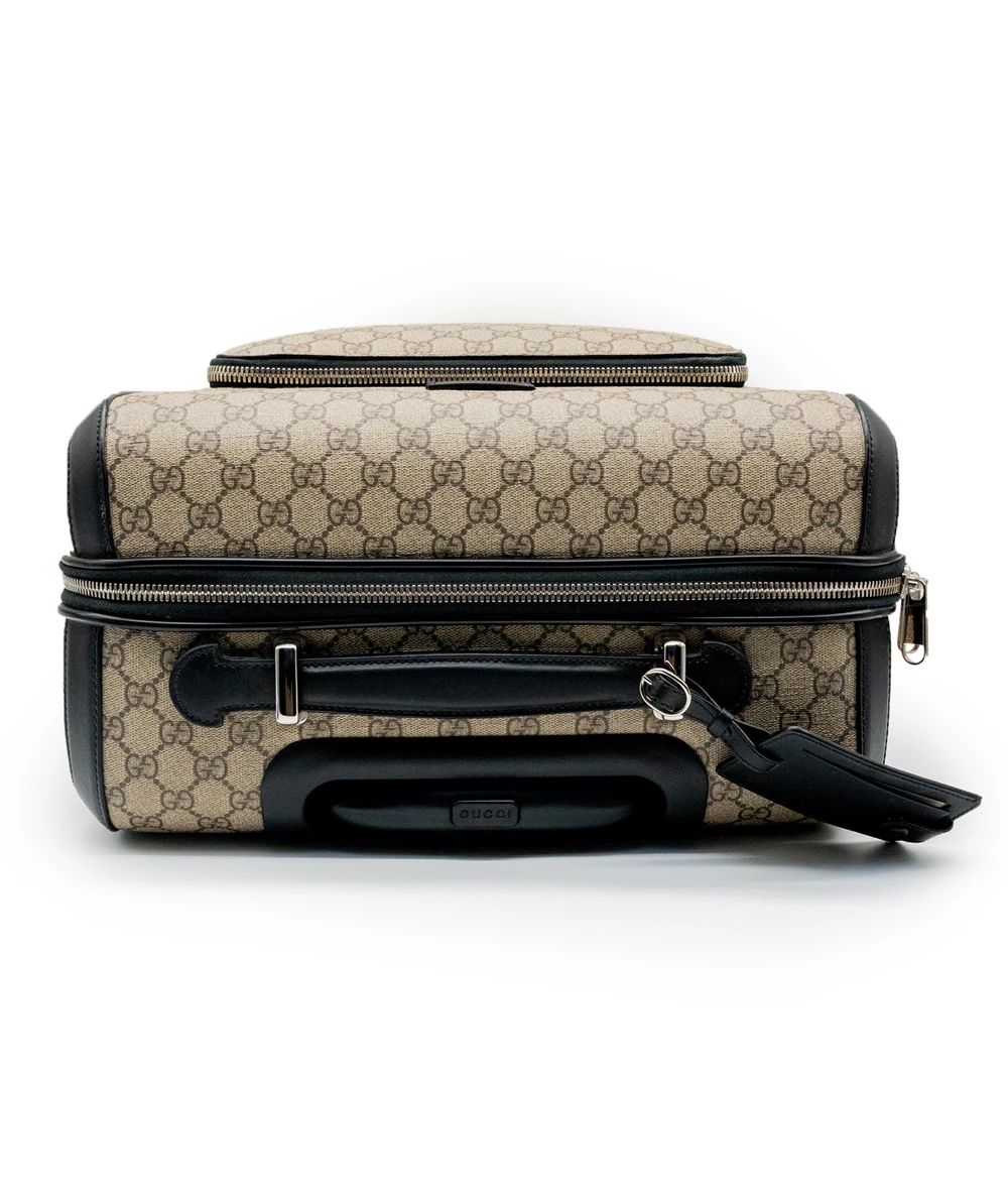 Gucci Beige/Black GG Supreme Canvas Small Check In Trolley Luggage Bag