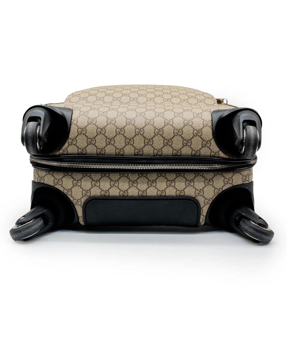 Gucci Beige/Black GG Supreme Canvas Small Check In Trolley Luggage Bag