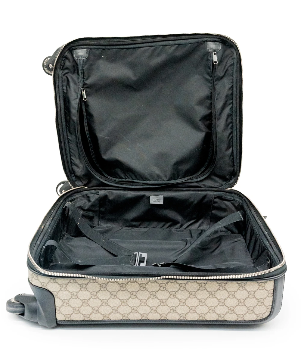 Gucci Beige/Black GG Supreme Canvas Small Check In Trolley Luggage Bag