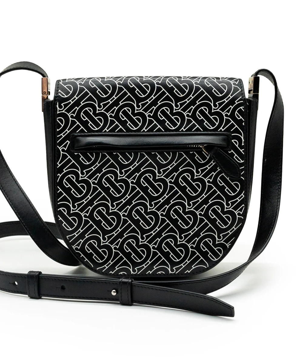 Burberry Black Mini Monogram Print Leather Olympia Crossbody Bag