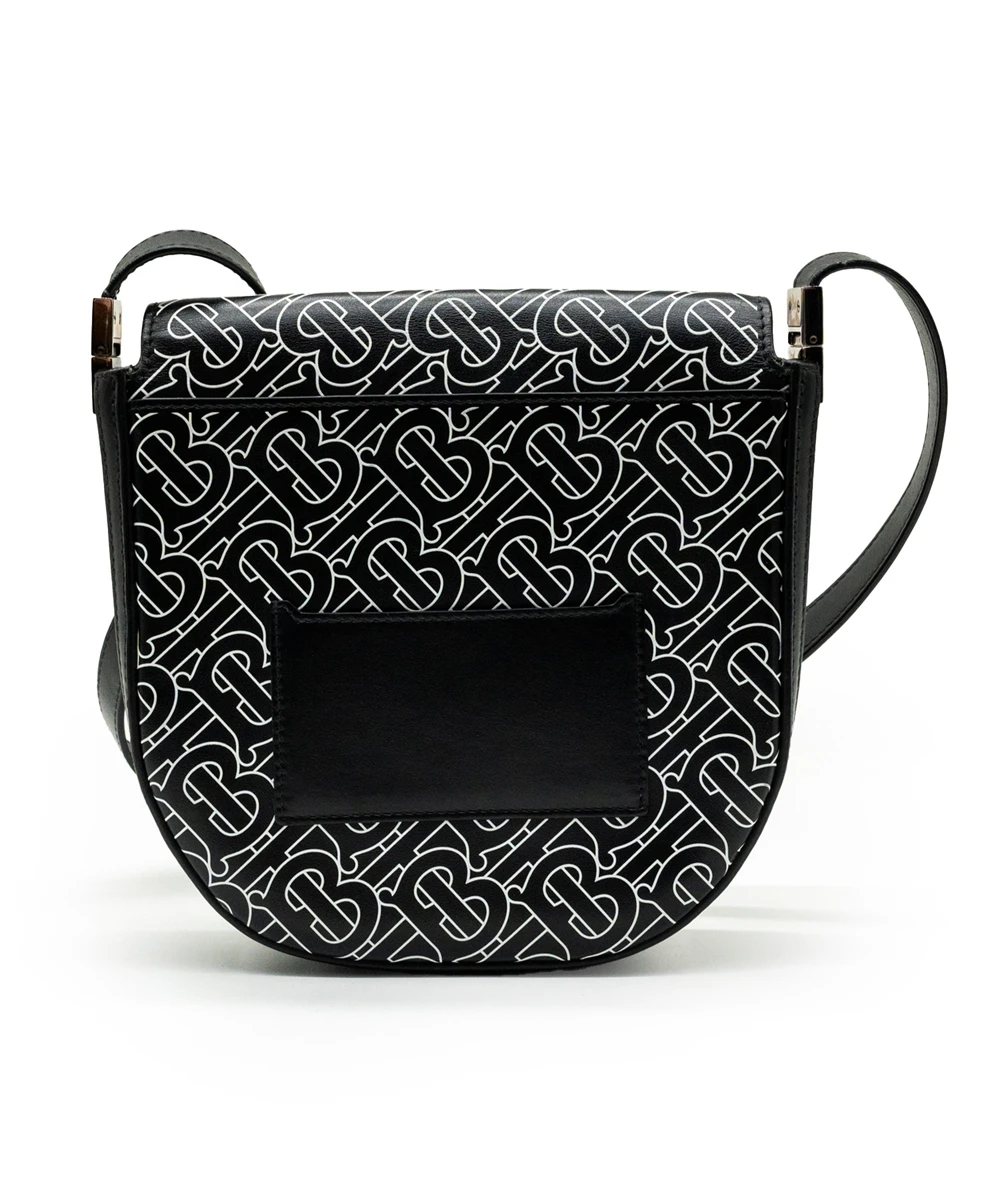 Burberry Black Mini Monogram Print Leather Olympia Crossbody Bag