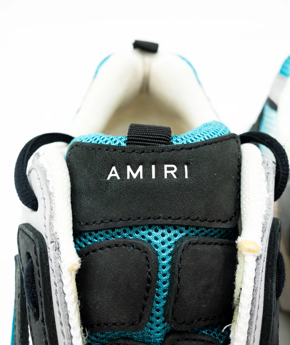 Amiri Size 46 Teal and Black Bone Runner Sneakers