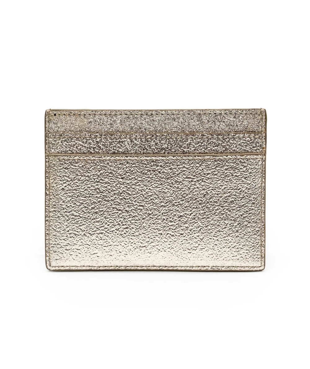 Saint Laurent Metallic Gold Calfskin Leather Monogram Cassandre Card Case