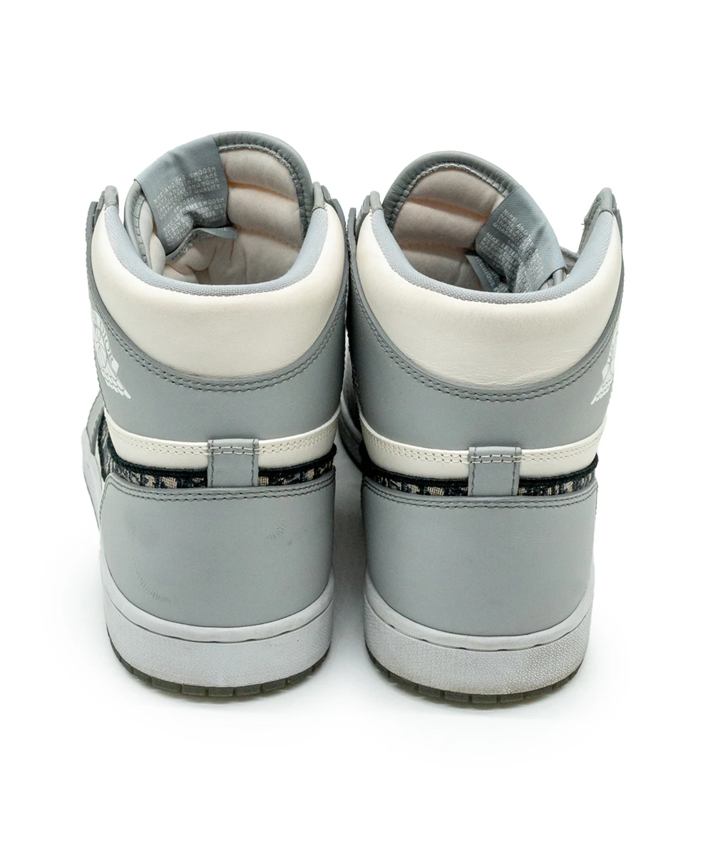 Jordan x Dior Size 44.5 Grey/White Leather Air Jordan 1 Retro High Top Sneaker