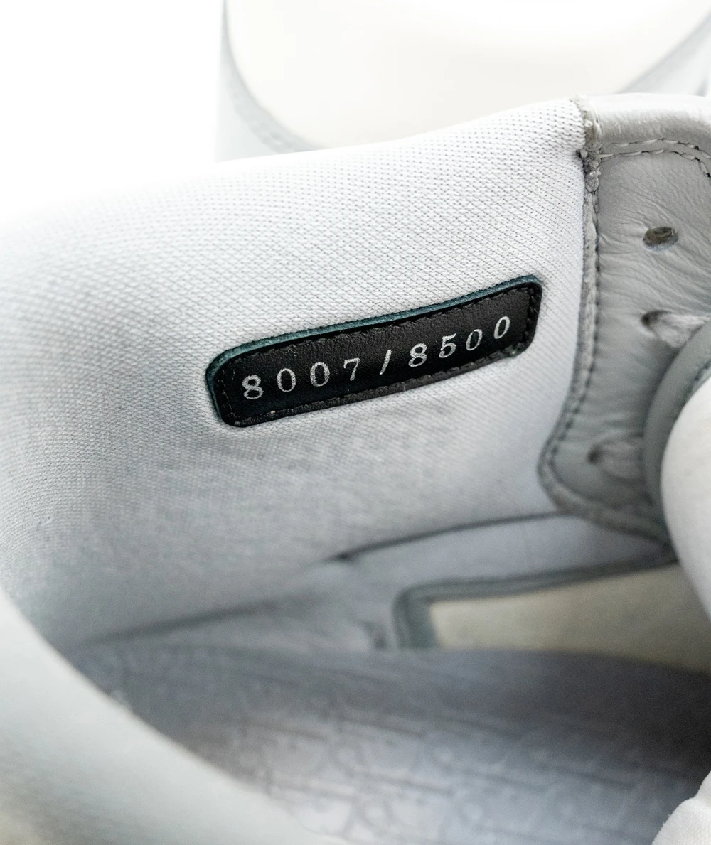 Jordan x Dior Size 44.5 Grey/White Leather Air Jordan 1 Retro High Top Sneaker