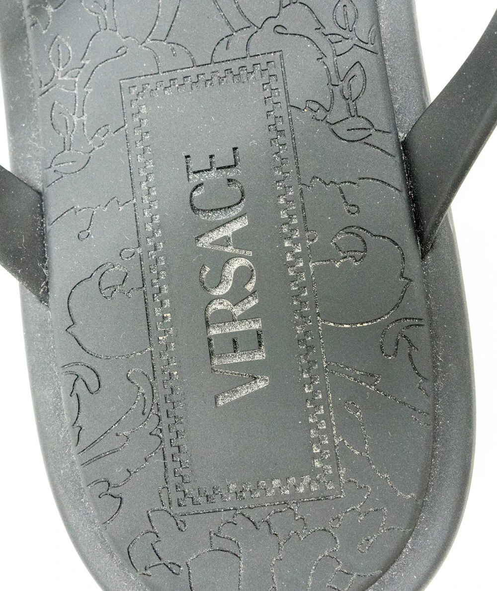 Versace Size 37 Alia Rubber Sandals in Black