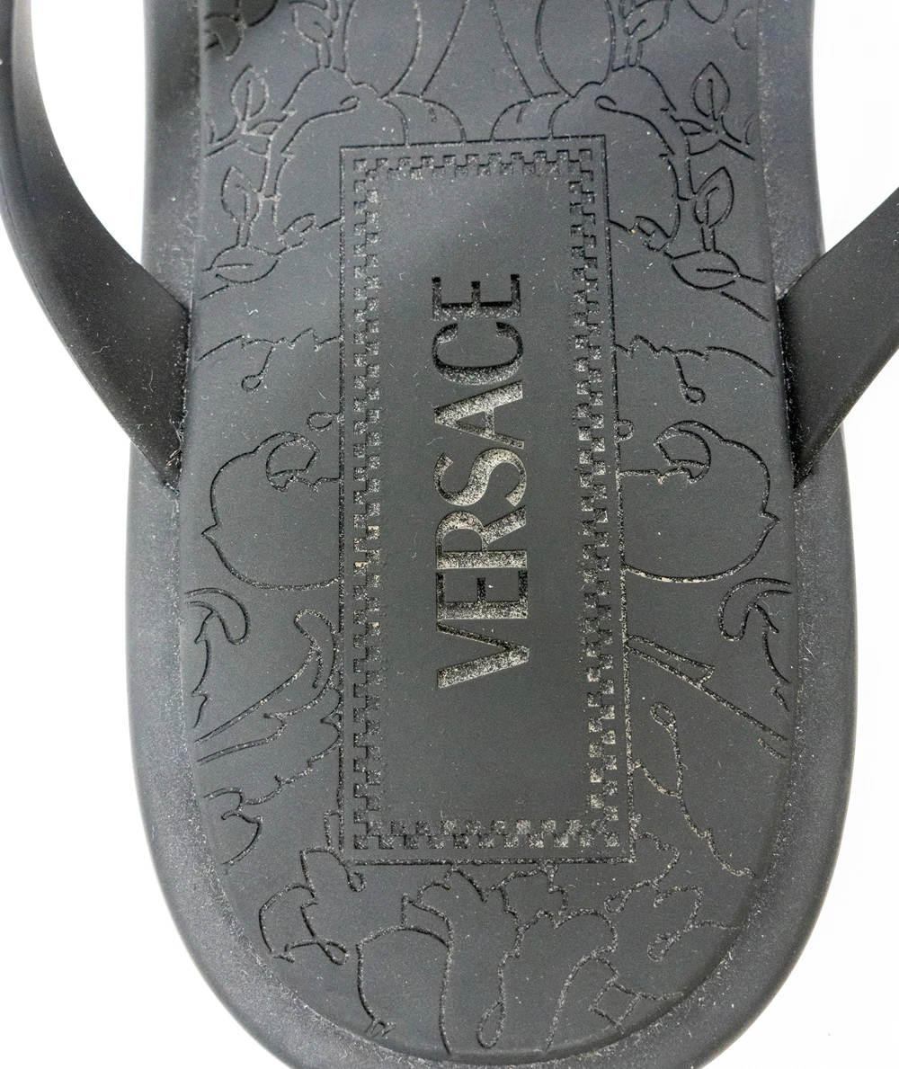 Versace Size 37 Alia Rubber Sandals in Black