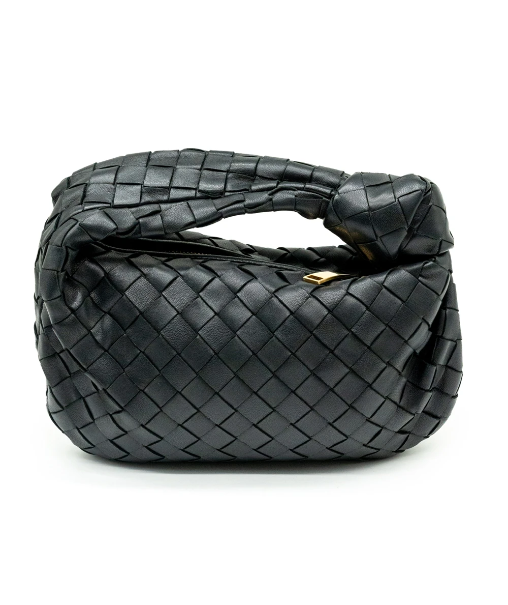 Bottega Veneta Black Intrecciato Leather Mini Jodie Hobo bag