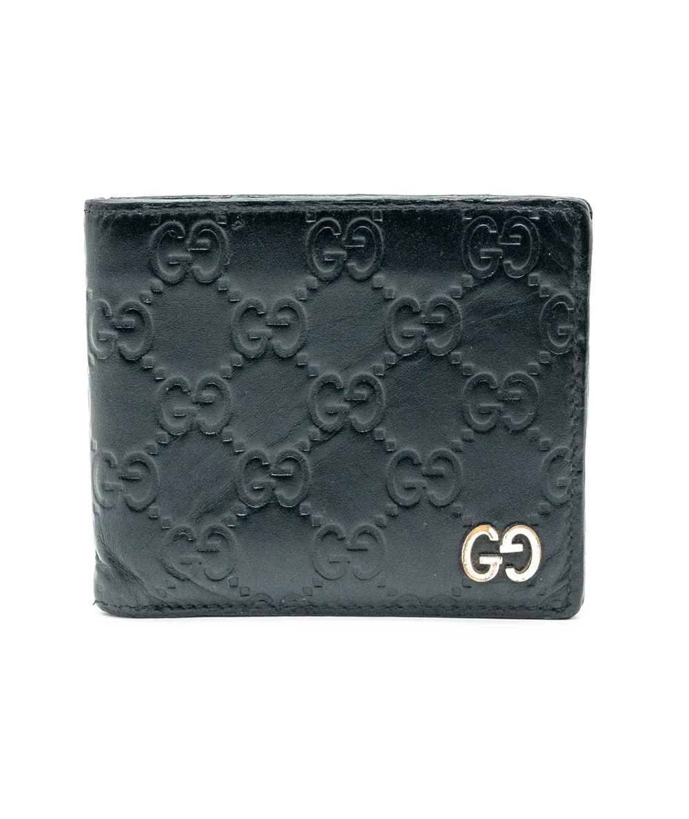 Gucci Black Gucissima Leather GG Bifold Wallet