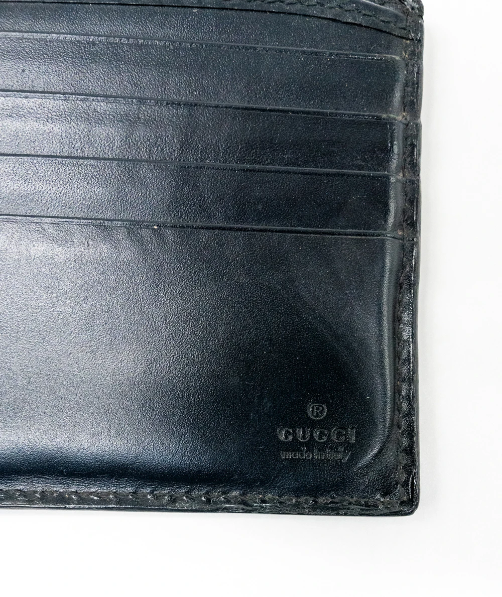 Gucci Black Gucissima Leather GG Bifold Wallet