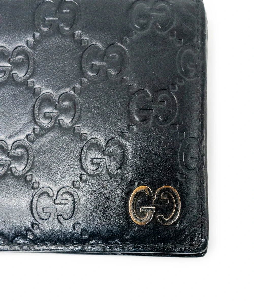 Gucci Black Gucissima Leather GG Bifold Wallet