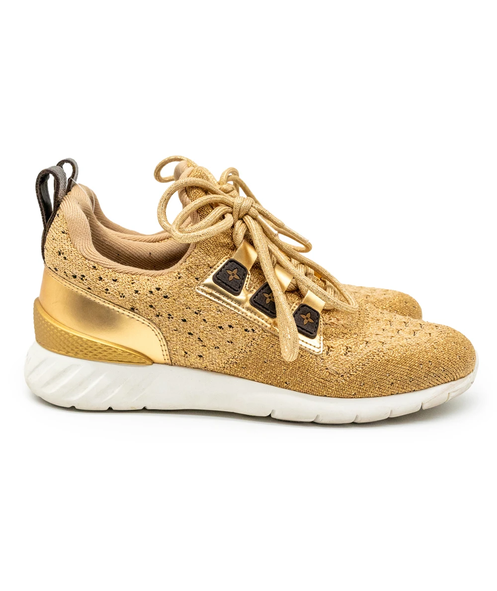 Louis Vuitton Size 37 Gold Lurex Fabric and Leather Aftergame Sneakers