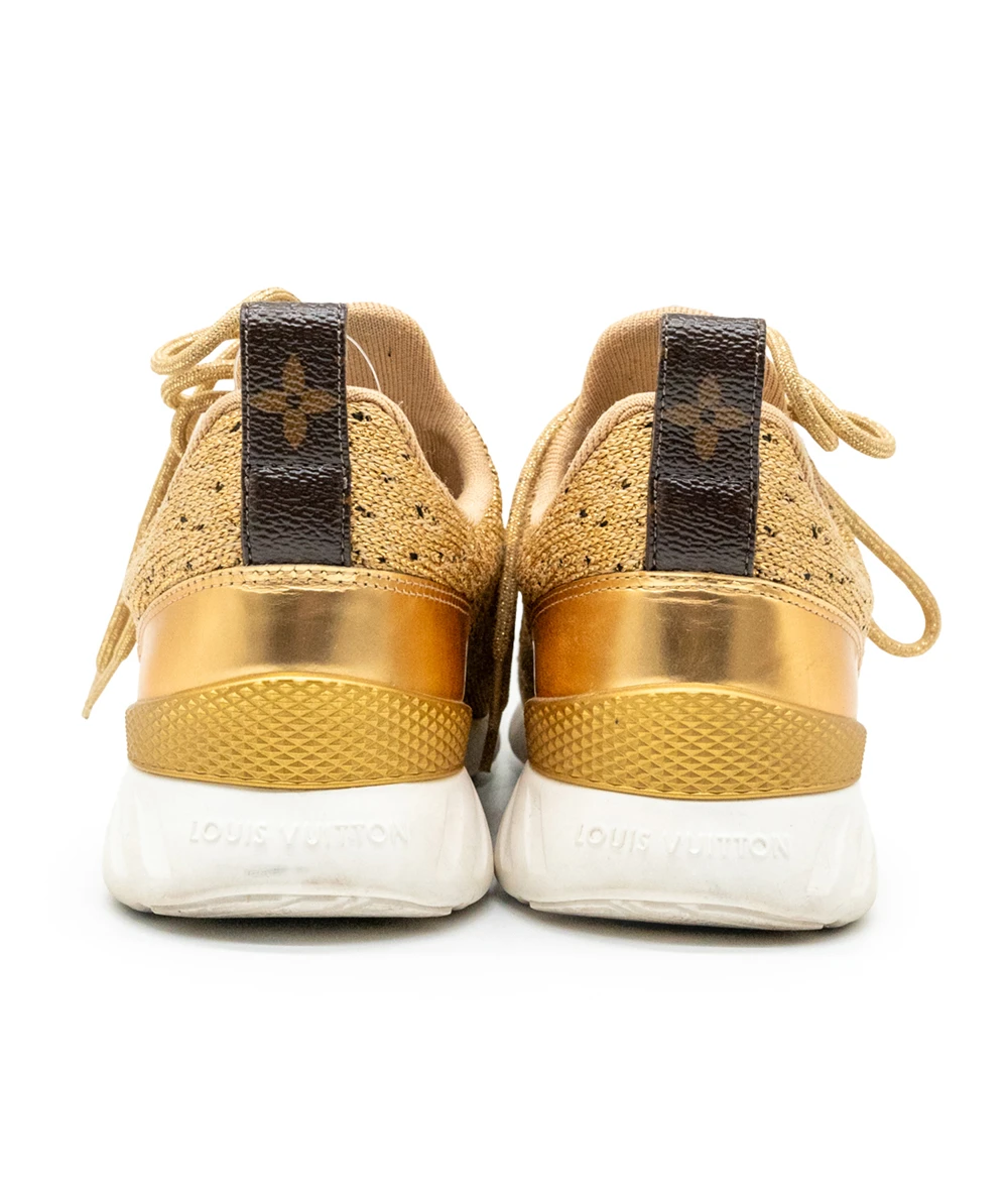 Louis Vuitton Size 37 Gold Lurex Fabric and Leather Aftergame Sneakers