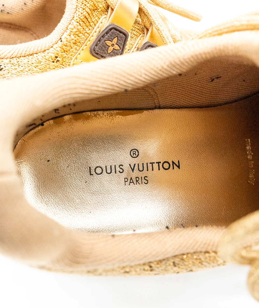 Louis Vuitton Size 37 Gold Lurex Fabric and Leather Aftergame Sneakers