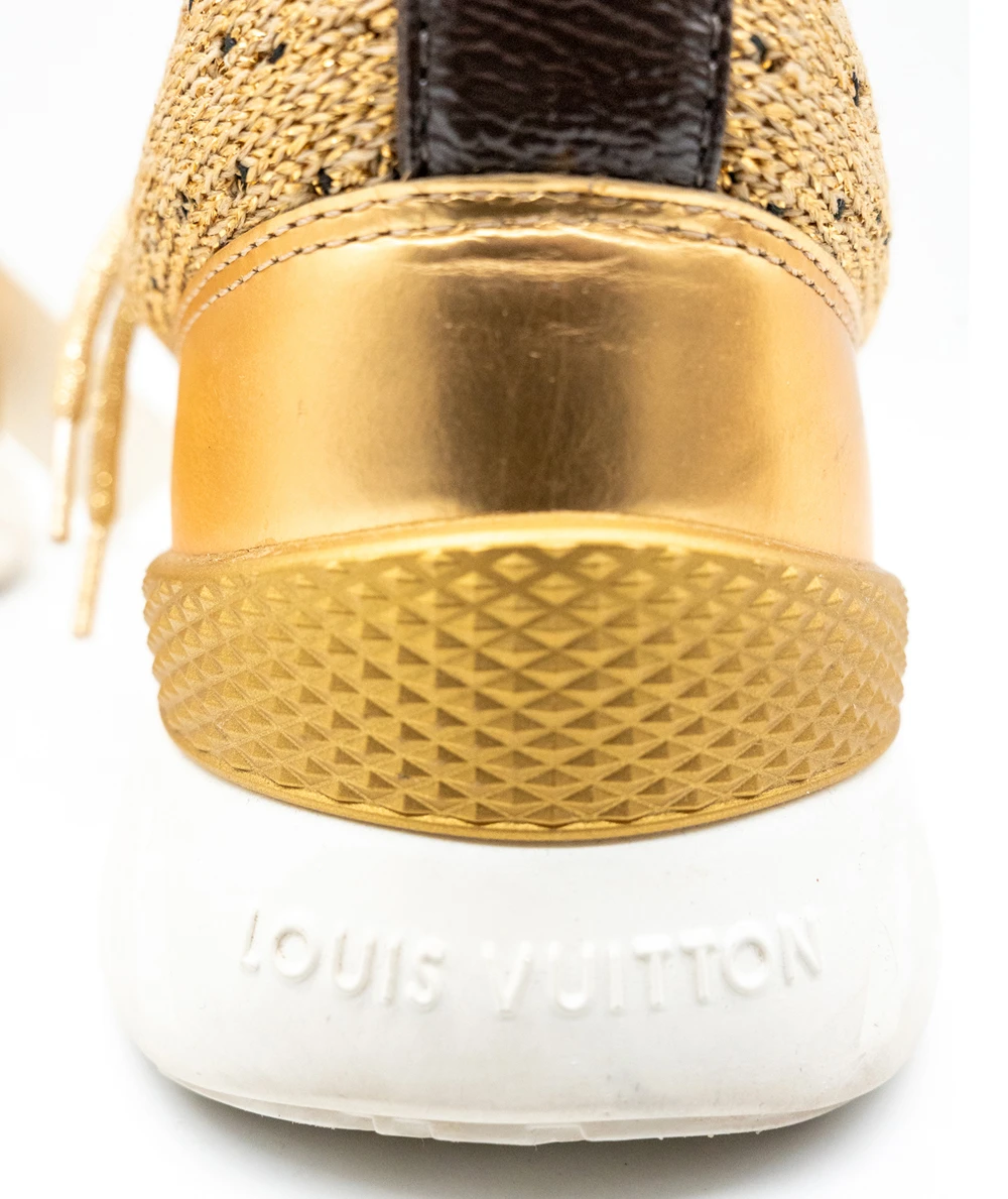 Louis Vuitton Size 37 Gold Lurex Fabric and Leather Aftergame Sneakers