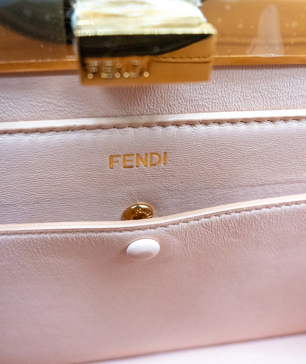 Fendi Yellow and Light Rose Calfskin Leather Peekaboo I See You Tote Handbag