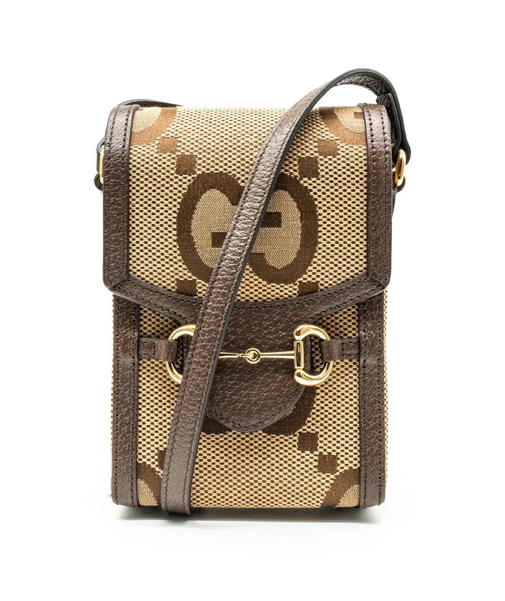 Gucci Beige/Brown GG Canvas and Leather Horsebit 1955 Crossbody Bag