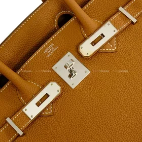 Hermes Birkin 30 Gold Togo Silver Hardware Handbag Y Stamp