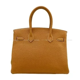 Hermes Birkin 30 Gold Togo Silver Hardware Handbag Y Stamp